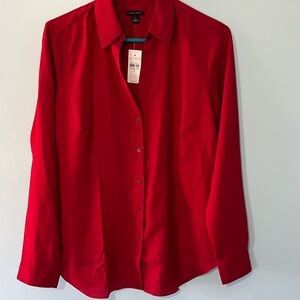 Red Button-Up Blouse